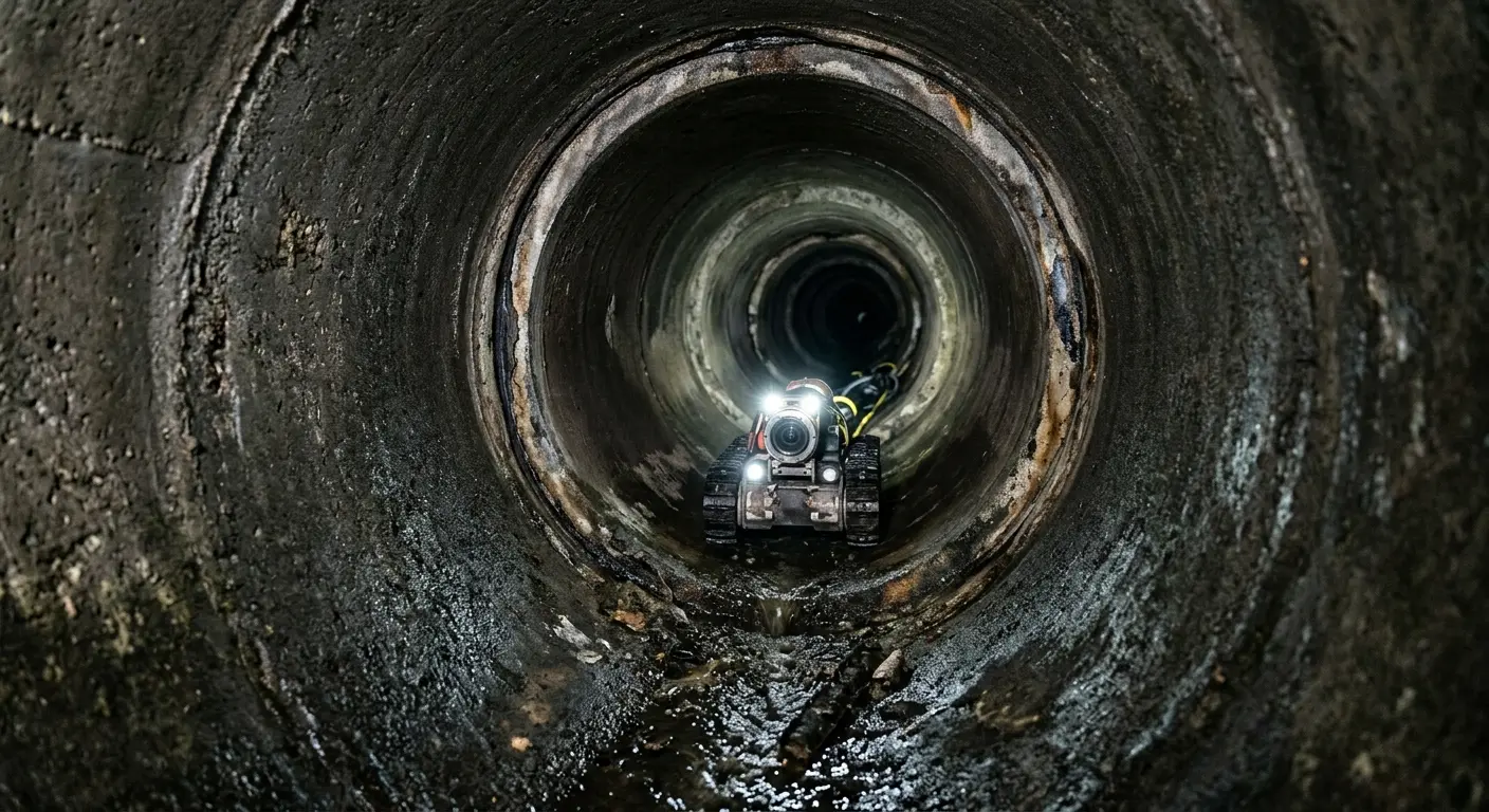Robotic sewer camera inspecting pipe interior for Sewer Line Repair in Highland Park